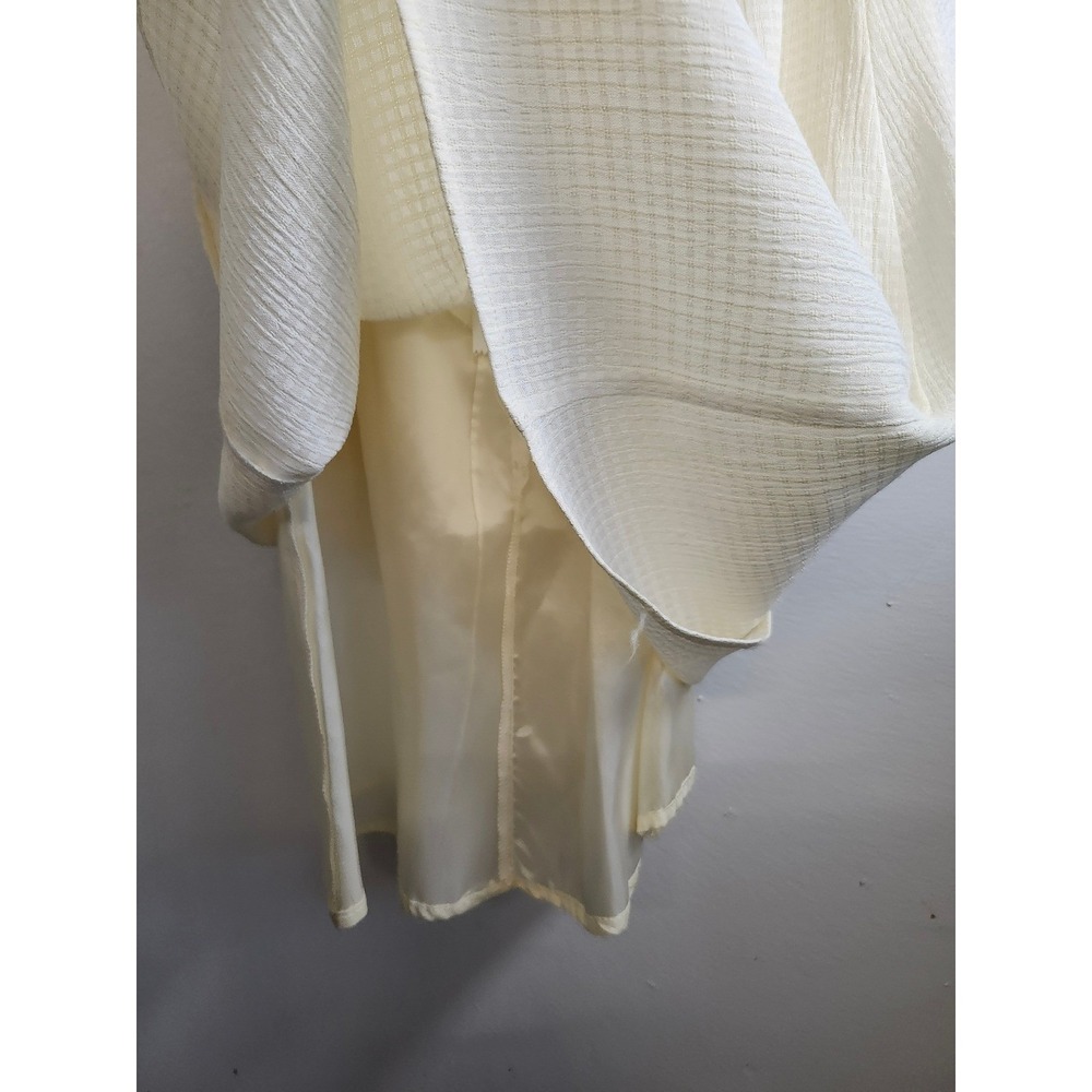 Vtg 90s Y2K A-List by Wrapper Dress Junior 9/10 Fits Small Cream Waffle Knit Mod - Picture 8 of 16